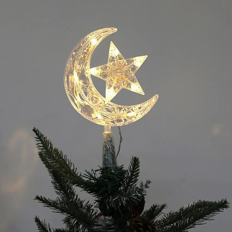 Ziemassvētku eglītes galotnes zvaigžņotās egles galotnes kvēlojošs LED Ziemassvētku eglītes tops 3D Pentagrammas rotājums mājas ballīšu piederumiem