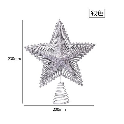 Zvjezdasti ukras Šljokice na vrhu božićnog drvca Zlatno Srebrno Crveno Linearni uzorak Scena Raspored Rekviziti Lron Svjetlucavi Dekor Borova grančica