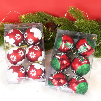 6 τμχ/Κουτί Χριστουγεννιάτικη μπάλα Κρεμαστό Μπάλα με ρίγες με κουκκίδες DIY Χριστουγεννιάτικα στολίδια για Χριστουγεννιάτικη διακόσμηση Navidad Πρωτοχρονιάτικο Δώρο 2023
