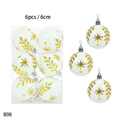 6db/doboz karácsonyi labda hópehely csíkos pöttyös medál labda barkácsolj karácsonyfadíszek karácsonyi dekorációhoz Navidad újévi ajándék 2023