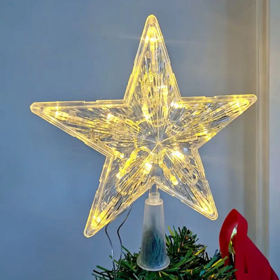 Ziemassvtku zvaigznes Topper Tree Light Ziemassvtku zvaigznes Jauns Plastmasas Materiāls Eiropas Amerikas klasiskais stils Skaista izvietošana