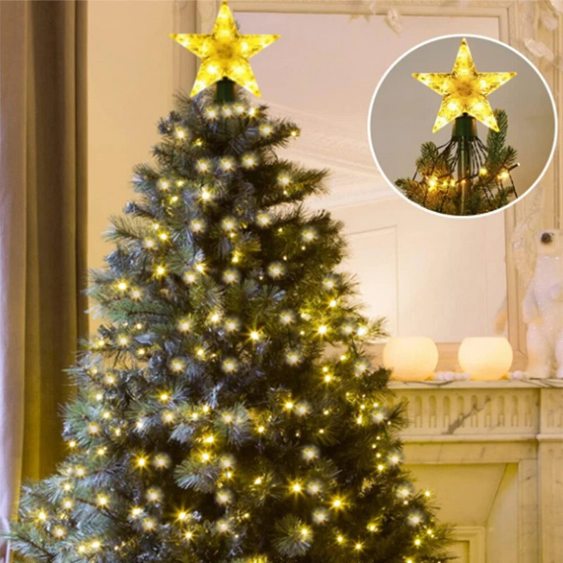 Ziemassvtku zvaigznes Topper Tree Light Ziemassvtku zvaigznes Jauns Plastmasas Materiāls Eiropas Amerikas klasiskais stils Skaista izvietošana