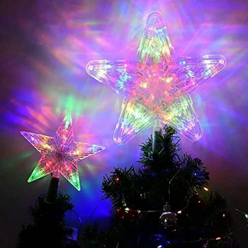 Коледна звездна елха, осветена с LED светлини Красива звездна празнична украса за коледна елха Декорация на дома
