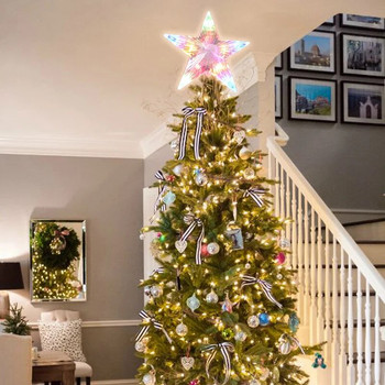 Κορυφαίο χριστουγεννιάτικο δέντρο με φωτισμό LED διαφανές στολίδια χριστουγεννιάτικων δέντρων με αστέρια για το σπίτι στολίδια χριστουγεννιάτικων δέντρων Navidad Πρωτοχρονιά 2023 Natal Noel