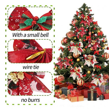 6 ΤΕΜ. Χριστουγεννιάτικο Δέντρο Φιόγκος Χριστουγεννιάτικα Στολίδια Κουδούνι Σπίτι Κήπος Φιόγκοι Χριστουγεννιάτικο Δέντρο Κρεμαστό Στολίδι Πρωτοχρονιάτικο 2024 Διακοσμήσεις πάρτι