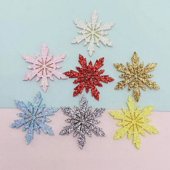 6 бр. 4,5 см пластмасови златисто-сребърни блестящи прахообразни снежинки, коледни орнаменти, висулка, коледно дърво, декоративна висяща снежинка