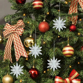 2 бр. Снежинка Орнамент за коледно дърво за дома 3D акрилна снежинка Висяща висулка Navidad Natal Noel 2023 Честита Нова Година Подаръци