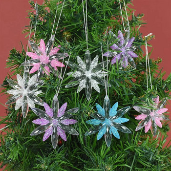 2 τμχ Χριστουγεννιάτικο δέντρο με νιφάδα χιονιού Στολίδι για το σπίτι Τρισδιάστατο ακρυλικό κρεμαστό μενταγιόν Navidad Natal Noel 2023 Δώρα για Καλή Πρωτοχρονιά