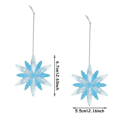 2 komada ukrasa za božićno drvce u obliku pahuljica za dom 3D akrilni viseći privjesak u obliku pahuljica Navidad Natal Noel 2023 Pokloni za sretnu novu godinu