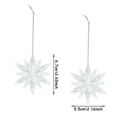 2 komada ukrasa za božićno drvce u obliku pahuljica za dom 3D akrilni viseći privjesak u obliku pahuljica Navidad Natal Noel 2023 Pokloni za sretnu novu godinu