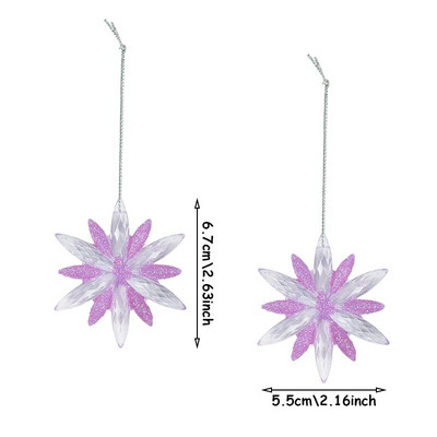 2 komada ukrasa za božićno drvce u obliku pahuljica za dom 3D akrilni viseći privjesak u obliku pahuljica Navidad Natal Noel 2023 Pokloni za sretnu novu godinu