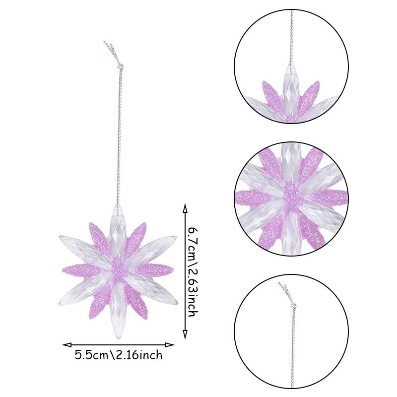 2 komada ukrasa za božićno drvce u obliku pahuljica za dom 3D akrilni viseći privjesak u obliku pahuljica Navidad Natal Noel 2023 Pokloni za sretnu novu godinu