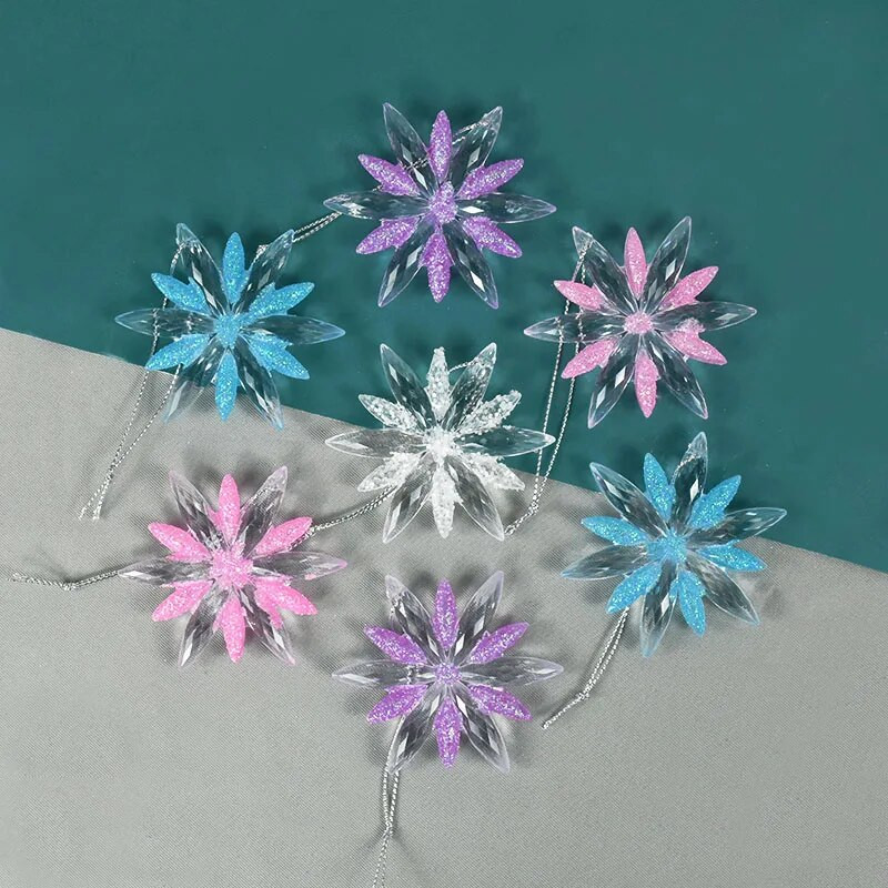 2 komada ukrasa za božićno drvce u obliku pahuljica za dom 3D akrilni viseći privjesak u obliku pahuljica Navidad Natal Noel 2023 Pokloni za sretnu novu godinu