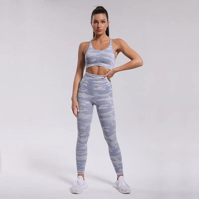 Guta 5Colors Sportska odjeća Ženska teretana Fitness Kamuflažni Camo Yoga Set Scrunch Booty Yoga Tajice + Sportski grudnjak GYM Sportsko odijelo Femme