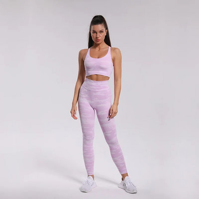 Guta 5Colors Sportska odjeća Ženska teretana Fitness Kamuflažni Camo Yoga Set Scrunch Booty Yoga Tajice + Sportski grudnjak GYM Sportsko odijelo Femme