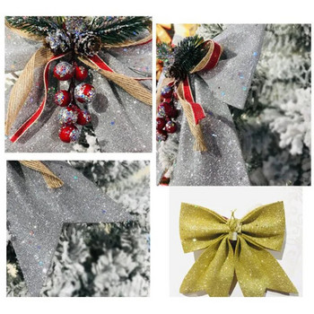 Коледна елха с лък Коледни орнаменти Камбана 3 вида смесени лъкове за домашна градина Коледна/сватбена украса Високо качество