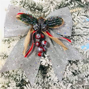 Коледна елха с лък Коледни орнаменти Камбана 3 вида смесени лъкове за домашна градина Коледна/сватбена украса Високо качество