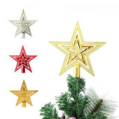 20cm Treetop Star Karácsonyfadíszek Pentagram Kiegészítők Ünnepi díszek 3D Arany Ezüst Piros Pentagram Karácsony