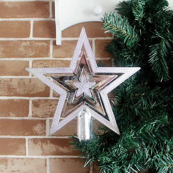 20CM Treetop Star Коледна елха Декорации Пентаграма Аксесоари Празнични орнаменти 3D Злато Сребро Червен Пентаграма Коледа