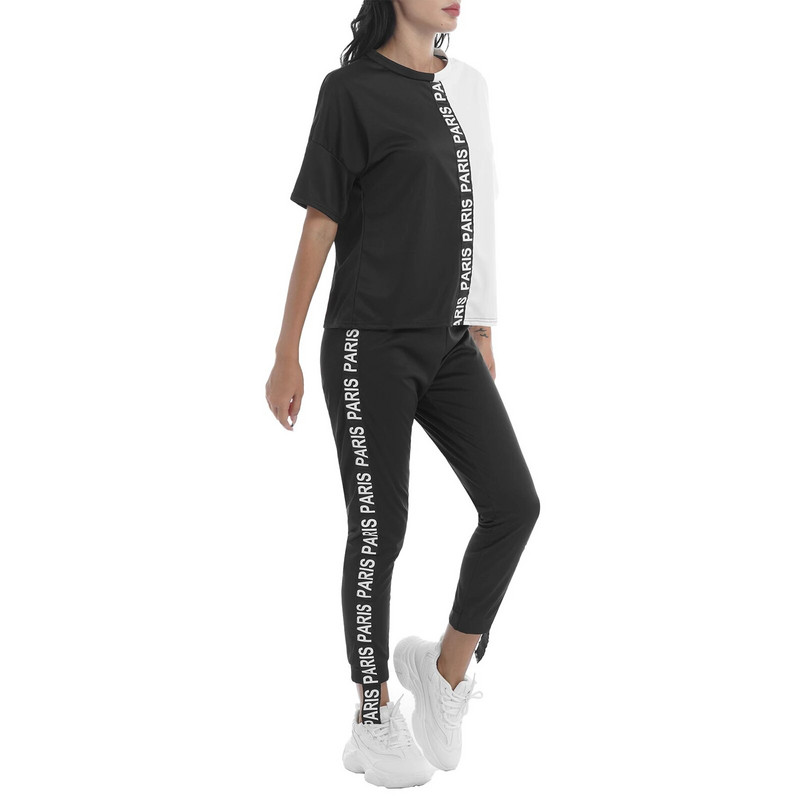 Sieviešu ikdienas jogas komplekts sporta kostīms vasarai, 2 gab., skriešanas zāle, fitnesa, deju sporta tērpi ar apaļu kaklu, īsām piedurknēm T-kreklu un bikšu komplekts