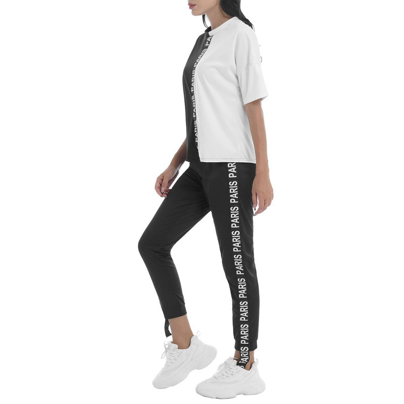 Sieviešu ikdienas jogas komplekts sporta kostīms vasarai, 2 gab., skriešanas zāle, fitnesa, deju sporta tērpi ar apaļu kaklu, īsām piedurknēm T-kreklu un bikšu komplekts