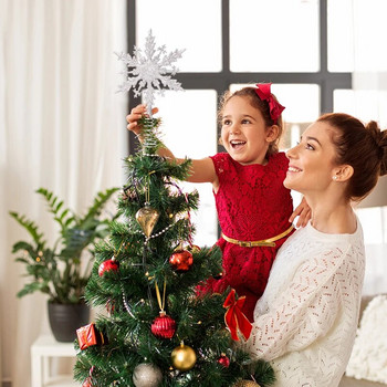 Коледна елха Топ Блясък злато сребро звезда Коледно дърво снежинки Орнаменти Коледна украса за дома 2022 Рождена Нова година 2023