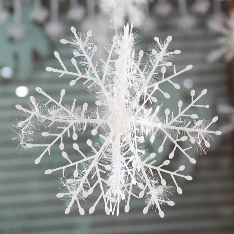 6 db/táska fehér műhó és hópelyhek karácsonyi díszek otthonra karácsonyfadíszek barkács kézműves lakberendezés