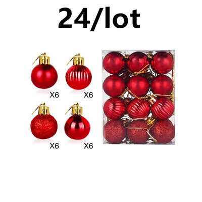 30 mm Ziemassvētku eglīšu bumbiņu piekarināmais piekarināmais mājas ballīšu rotājums, 24 gab eglīšu dekorēšanas bumbiņas, piekarināmas Ziemassvētku balles