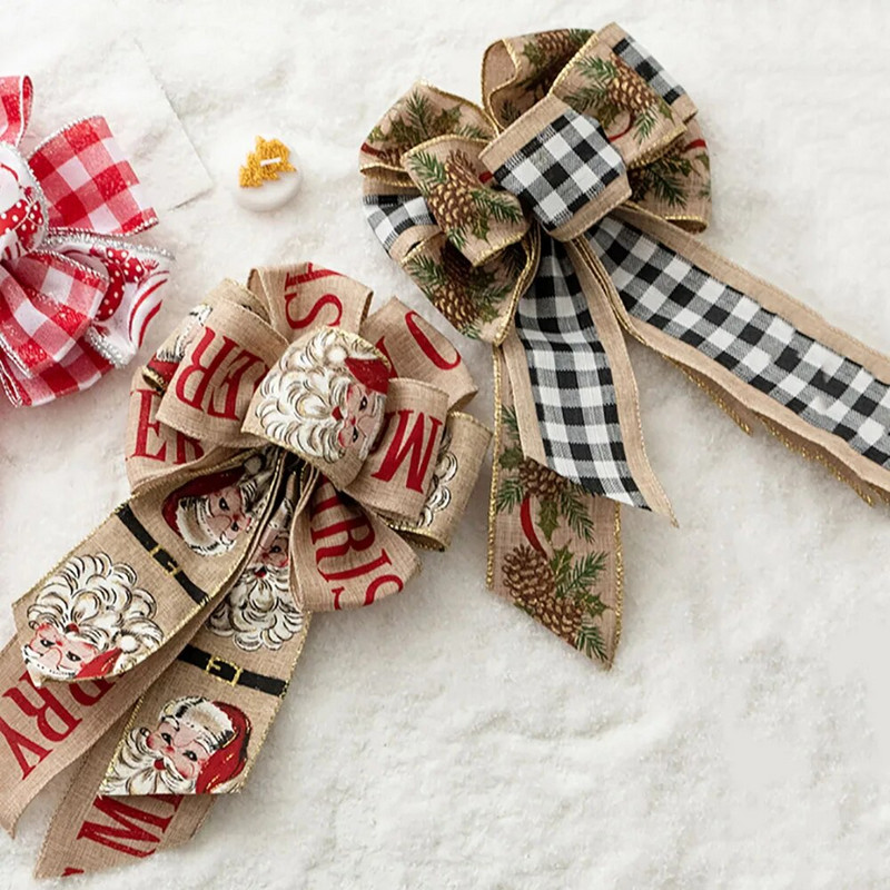 Csomós karácsonyi díszek Ajándék csomó szalag Karácsonyfa Esküvői Születésnapi Ünnep Hangulatos Medál Dísz Íjak Barkács kiegészítők