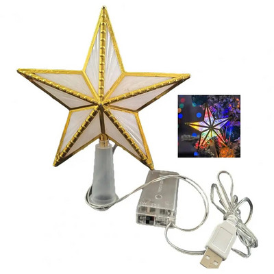 Χριστουγεννιάτικο δέντρο Topper Star αδιάβροχο μαλακό φωτιστικό με μπαταρία LED λαμπερό λαμπερό πεντάκτινο φως χριστουγεννιάτικο δέντρο