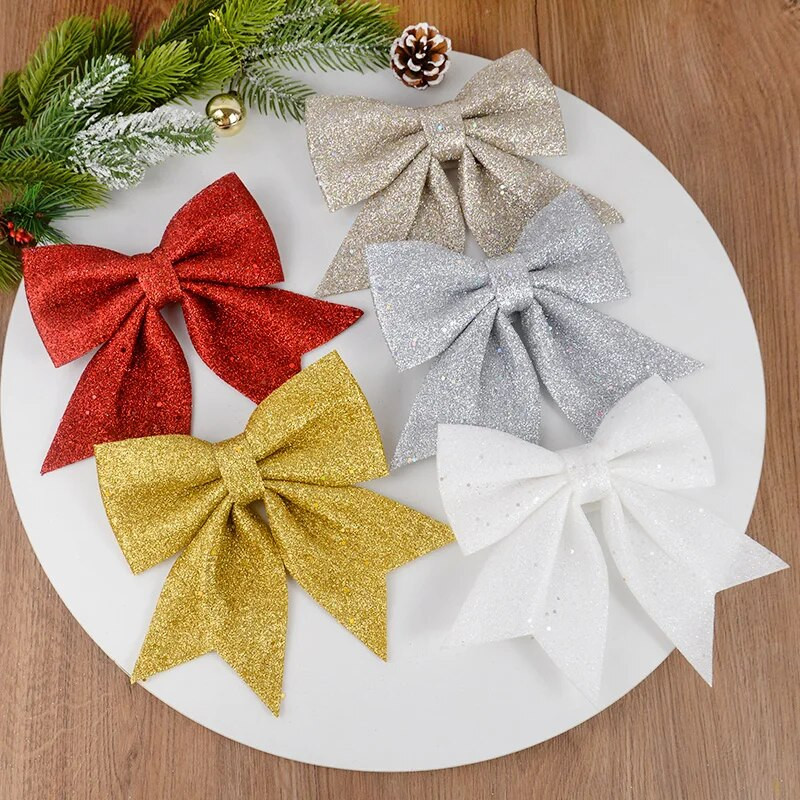 Božićna svjetlucava mašna Dekoracija DIY Božićno drvce Bowknot Viseći ukrasi Sretan Božićni dar Nova godina 2024. Navidad