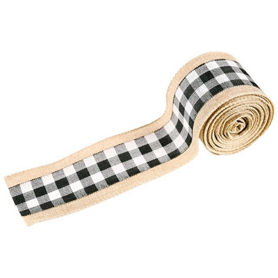 1 rola Karirano žičano božićno tkanje Prirodna južna tkanina Vrpca za zamotavanje za vjenčane darove DIY Vrpce Rolne Dekoracija