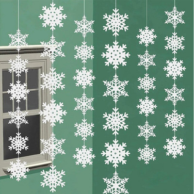 5 komada papirnatih girlandi snježnih pahuljica Winter Snowflake Party Wonderland Decorations Božićne snježne pahuljice Vrpce Vrpce Viseći ukrasi