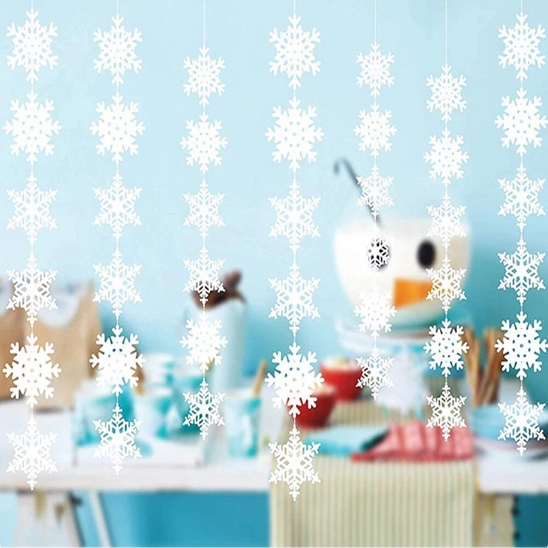 5 komada papirnatih girlandi snježnih pahuljica Winter Snowflake Party Wonderland Decorations Božićne snježne pahuljice Vrpce Vrpce Viseći ukrasi