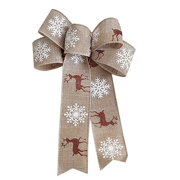 Коледна панделка, лък, коледно дърво, висяща висулка, украса, ръчно изработена щампа на снежинка от лосове, коледен подарък за домашно парти, украшение