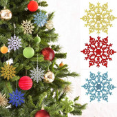 12 kom/lot 10 cm pahuljica božićni ukrasi plastični zlato srebrni svjetlucavi prah privjesak božićno drvce ukrasna viseća pahuljica