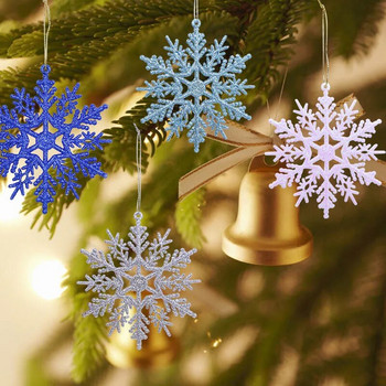 12 τμχ/ παρτίδα 10 εκ. νιφάδα χιονιού Χριστουγεννιάτικα στολίδια Πλαστικό χρυσό ασημί γκλίτερ σκόνη κρεμαστό χριστουγεννιάτικο δέντρο Διακοσμητικό κρεμαστή νιφάδα χιονιού