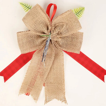 Украса за коледна елха 2PCS Gift Bows Коледни опаковки Bows с панделка за подарък, цветар, букет, кошница Декор коледни орнаменти