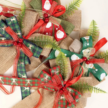 Украса за коледна елха 2PCS Gift Bows Коледни опаковки Bows с панделка за подарък, цветар, букет, кошница Декор коледни орнаменти