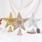 Metalna zvijezda na vrhu božićnog drvca od 20/25 cm, sjajna zlatna površina, vrh petokrake zvijezde, oprema za božićno-novogodišnji ukras