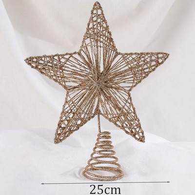 Metalna zvijezda na vrhu božićnog drvca od 20/25 cm, sjajna zlatna površina, vrh petokrake zvijezde, oprema za božićno-novogodišnji ukras