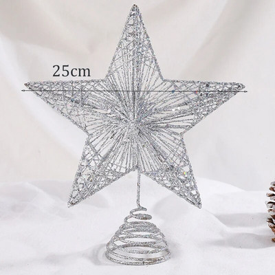 Metalna zvijezda na vrhu božićnog drvca od 20/25 cm, sjajna zlatna površina, vrh petokrake zvijezde, oprema za božićno-novogodišnji ukras
