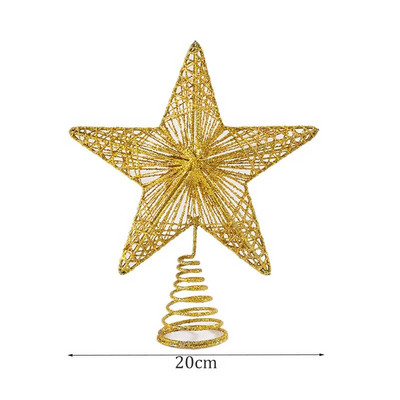 Metalna zvijezda na vrhu božićnog drvca od 20/25 cm, sjajna zlatna površina, vrh petokrake zvijezde, oprema za božićno-novogodišnji ukras