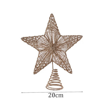 Metalna zvijezda na vrhu božićnog drvca od 20/25 cm, sjajna zlatna površina, vrh petokrake zvijezde, oprema za božićno-novogodišnji ukras