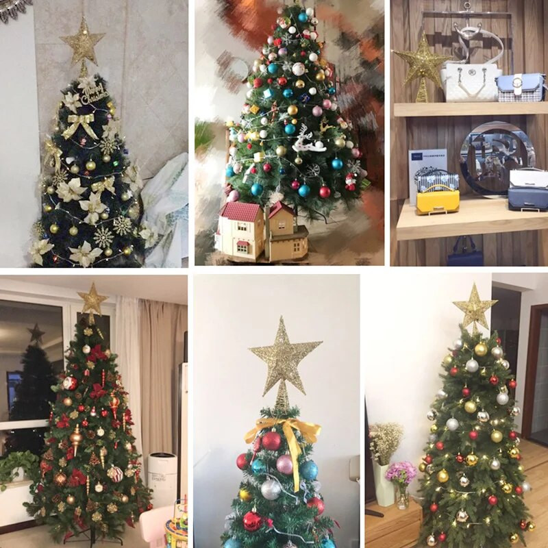 Metalna zvijezda na vrhu božićnog drvca od 20/25 cm, sjajna zlatna površina, vrh petokrake zvijezde, oprema za božićno-novogodišnji ukras