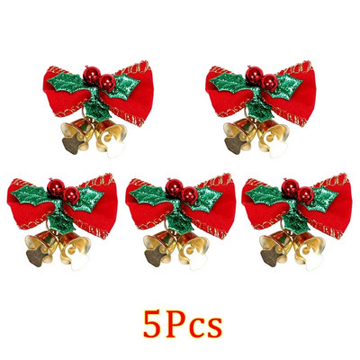 5/10 komada Božićne mašne sa zvončićima Mini božićna mašna DIY rukotvorina Poklon ukrasi Božićno drvce Viseća dekoracija za zabavu Privjesak Nova godina