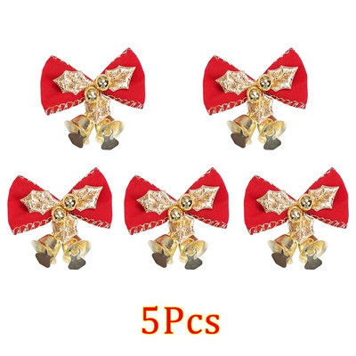 5/10 komada Božićne mašne sa zvončićima Mini božićna mašna DIY rukotvorina Poklon ukrasi Božićno drvce Viseća dekoracija za zabavu Privjesak Nova godina