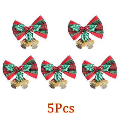 5/10 komada Božićne mašne sa zvončićima Mini božićna mašna DIY rukotvorina Poklon ukrasi Božićno drvce Viseća dekoracija za zabavu Privjesak Nova godina