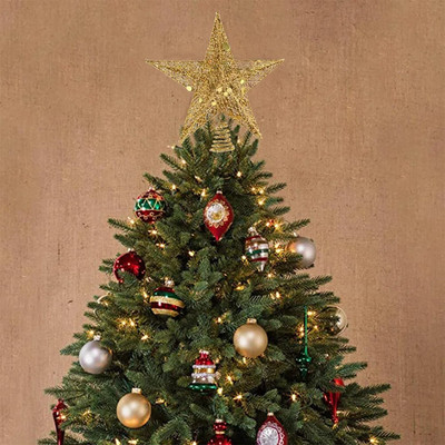 Блестяща коледна звезда Орнаменти за коледна елха за домашна градина Парти украса Коледен декор Консумативи Метални звезди 20 см