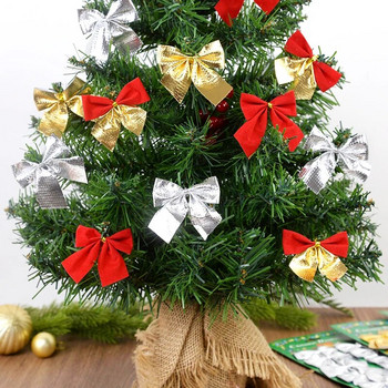 12 τμχ Χριστουγεννιάτικα Φιόγκοι Χρυσό Ασημί Κόκκινο Ύφασμα Χριστουγεννιάτικο Δέντρο Φιόγκος Χριστουγεννιάτικα στολίδια Πρωτοχρονιάτικο γιορτινό πάρτι Χειροτεχνία Διακόσμηση στεφάνι